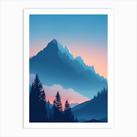 Misty Mountains Vertical Composition In Blue Tone 204 Art Print