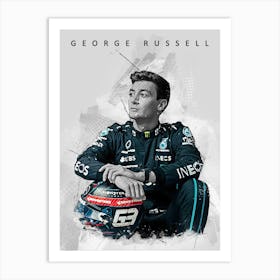 George Russell F1 Drawing Street Art Art Print