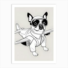 French Bulldog Airplane-Reimagined 3 Art Print