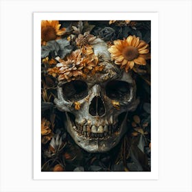 Skull With Flowers 2 Art Print