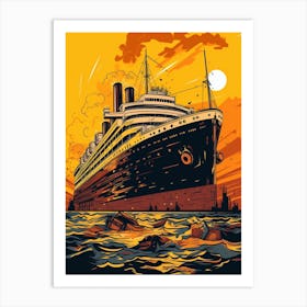 Titanic Ship Bow Pop Art Illustration 1 Art Print