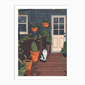 Cat On The Porch 1 Art Print