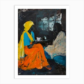 Two Women Drinking Tea Art Print