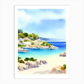 Voutoumi Beach 4, Antipaxos, Greece Watercolour Art Print