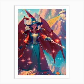 Fantasy Wizard In The Sky Art Print