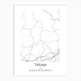 Yakage,Japan Minimalist Map Poster