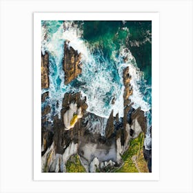 Aerial View Of Cliffs And Ocean Art Print