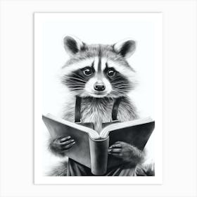 Raccoon Reading A Book 2 Art Print