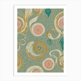 Swirls On Pastel Green Art Print