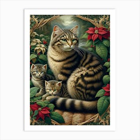 Tabby Cat 2 Purrfect Holiday Harmony AI Art Print