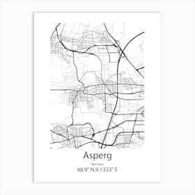 Asperg,Germany Minimalist Map Art Print