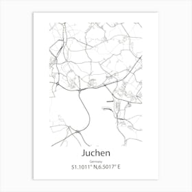 Juchen,Germany Minimalist Map Art Print