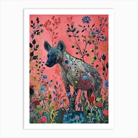 Floral Animal Painting Hyena 1 Art Print
