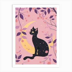 Black Cat On The Moon 2 Art Print