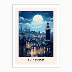 Winter Night  Travel Poster Edinburgh Scotland 1 Art Print