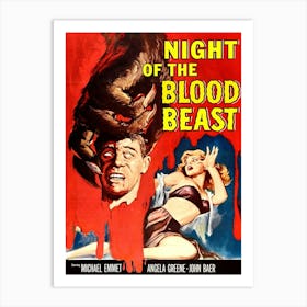 Horror Movie Poster, Night Of The Blood Beast Art Print