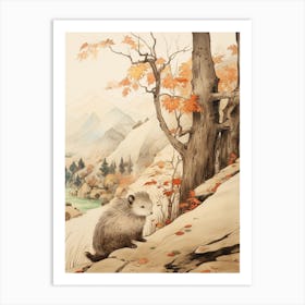 Storybook Animal Watercolour Porcupine 4 Art Print