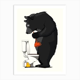 Black Bear Plunging Toilet Art Print