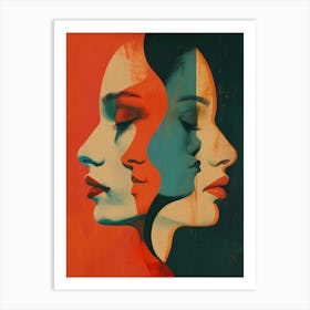 Three Women'S Faces Art Print