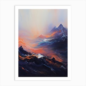 Nebula Abstract Mountain Painting #2 Art Print