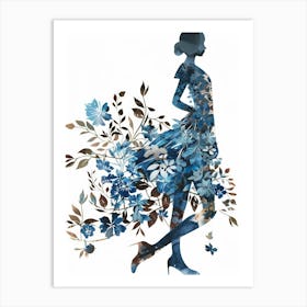 Silhouette Of A Woman With Flowers 10 Art Print