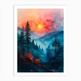 Blue Mist Watercolor Art Print