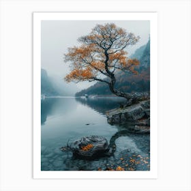 Autumn Tree By The Lake Art Print