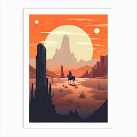Minimalist Cowgirl Desert Sunset 3 Art Print