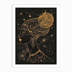 Gold Starry Night Art Print