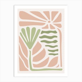 Abstract Pink and Sage Green Flowers Art Print