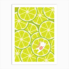 Lime Slices and a Cat Art Print