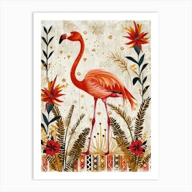 Greater Flamingo And Heliconia Boho Print 4 Art Print