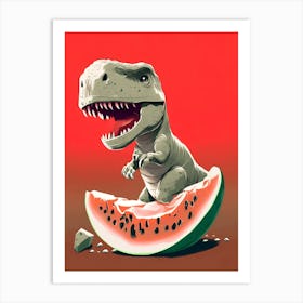 Dino eat melon - How to be vegetarian 1 Art Print