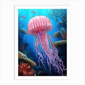 Irukandji Jellyfish Cartoon 3 Art Print