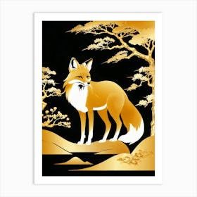 Japanese Fox art painting 1 Art Print