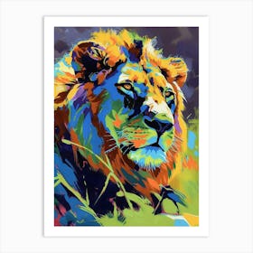 Masai Lion Lion In Different Seasons Fauvist Painting 3 Art Print