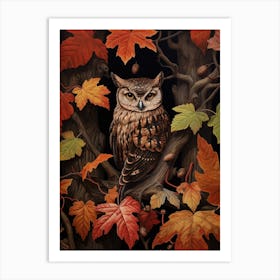 Dark And Moody Botanical Eastern Screech Owl 1 Art Print