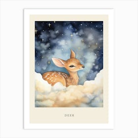 Baby Deer 8 Sleeping In The Clouds Nursery Poster Art Print