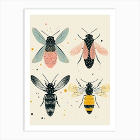 Colourful Insect Illustration Bee 7 Art Print