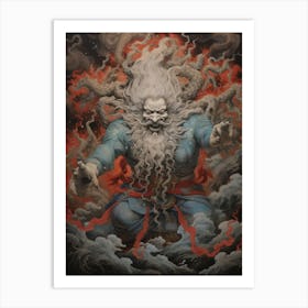 Raijin Thunder God Japanese Style 3 Art Print