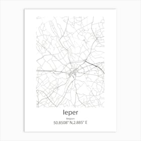 Ieper,Belgium Minimalist Map Art Print