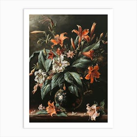 Baroque Floral Still Life Lobelia 2 Art Print