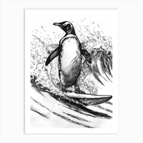 King Penguin Surfing Waves 3 Art Print