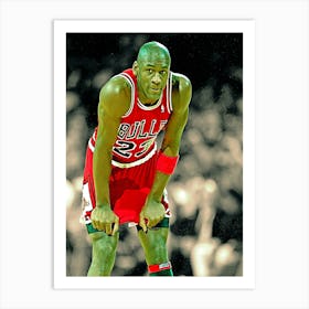 Michael Jordan Of The Chicago Bulls Looks On During A Game Against The Los Angeles Lakers Art Print