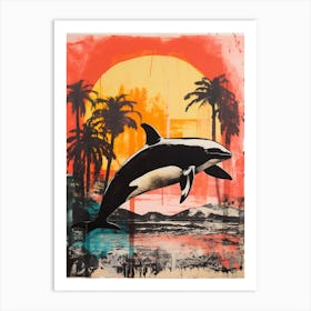 Orca Whale Pop Art Risograph Inspired 3 Art Print