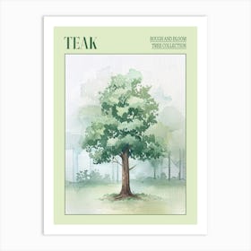 Teak Tree Atmospheric Watercolour Painting 1 Poster Art Print