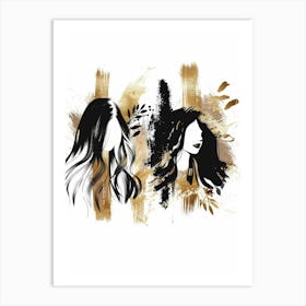 Two Women With Long Hair Art Print