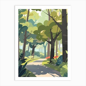 Illustration Of A Forest Path Art Print