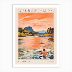 Wild Swimming At Ullswater Cumbria 3 Poster Art Print