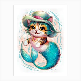 Mermaid Cat 9 Art Print